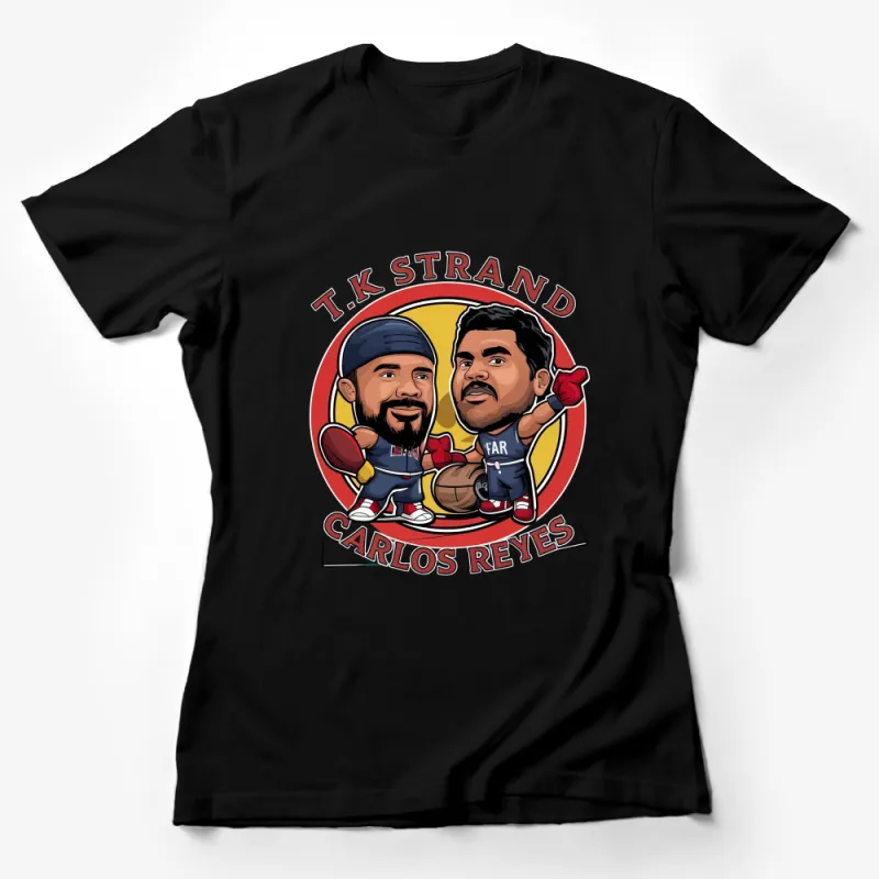 Custom Cartoon Firefighter Duo T-Shirt, TK Strand and Carlos Reyes Tee, Unique Graphic Fireman Shirt, Gift for First Responders Female T-Shirt