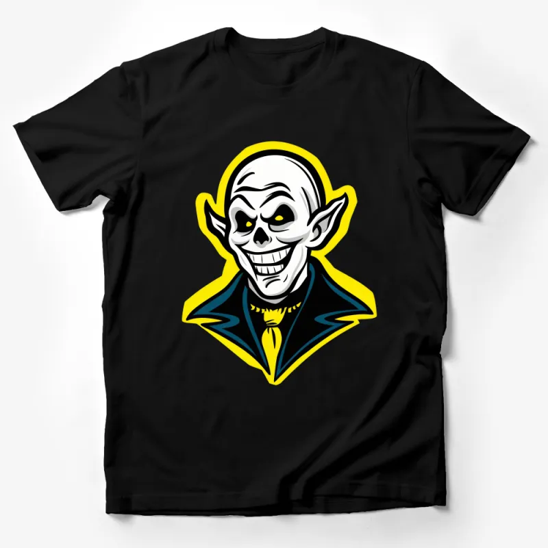 Spooky Smiling Vampire Face Graphic T-Shirt, Halloween Party Wear for All Ages Male T-Shirt