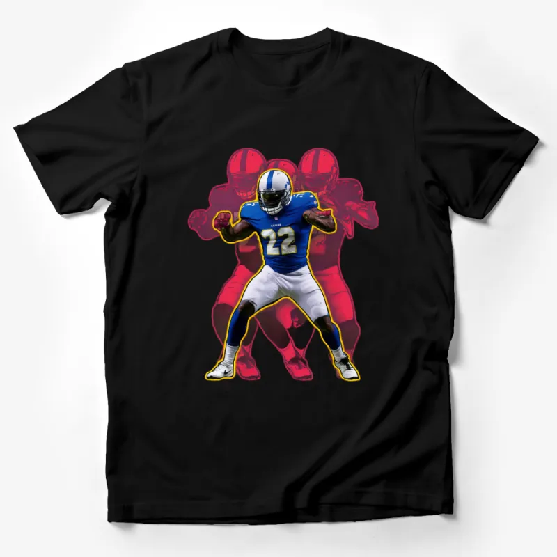 Athletic Football Player Graphic Tee, Bold Sports Design Shirt, Casual Fan Wear, Men's Football T-Shirt, Unique Gift Item Male T-Shirt