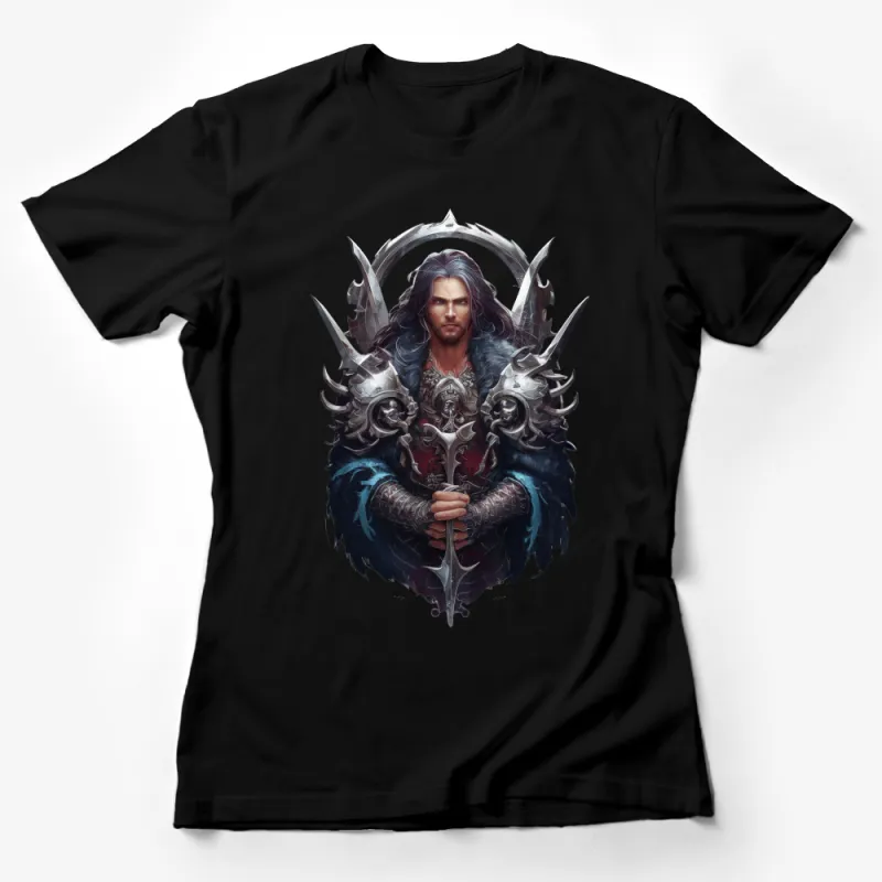 Fantasy Knight Warrior T-Shirt, Medieval Armor Graphic Tee, Gothic Style Men's Shirt, Epic Battle Design Top, Unique Gift for Gamers Female T-Shirt