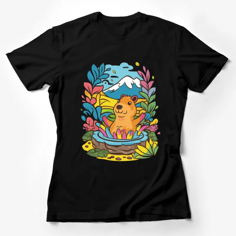 Whimsical Bear Cartoon T-Shirt, Playful Animal Graphic Tee, Colorful Nature Inspired Shirt, Unisex Casual Clothing, Fun Outdoor Apparel Female T-Shirt