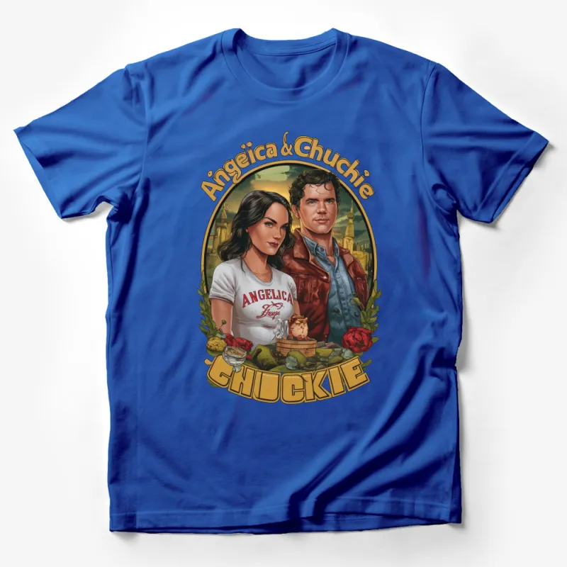 Vintage-Inspired Angelica and Chuckie Graphic Tee, Retro Couple T-shirt, Unique Pop Culture Illustration Male T-Shirt