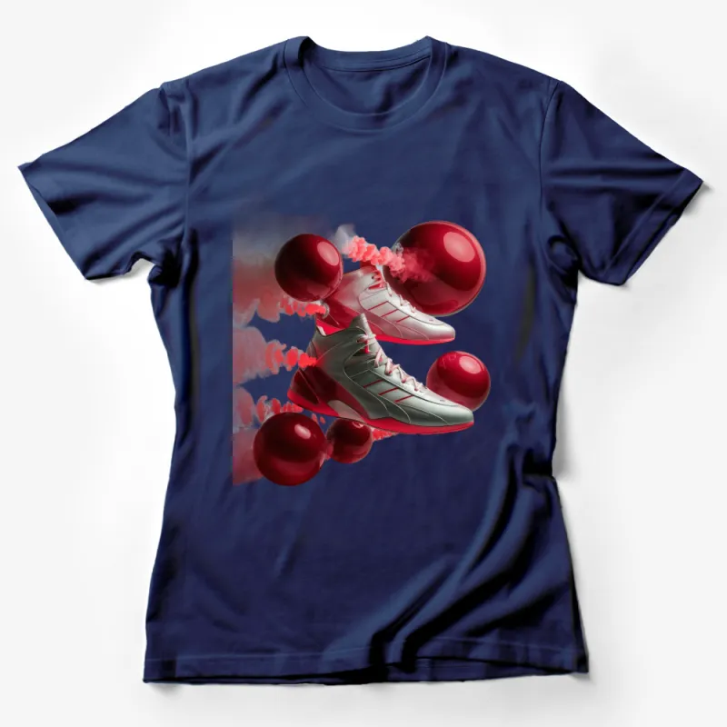 Abstract Red Sneakers Smoke Art T-Shirt, Unique Graphic Tee, Fashion Streetwear, Unisex Clothing, Cool Design Shirt for Adults Female T-Shirt