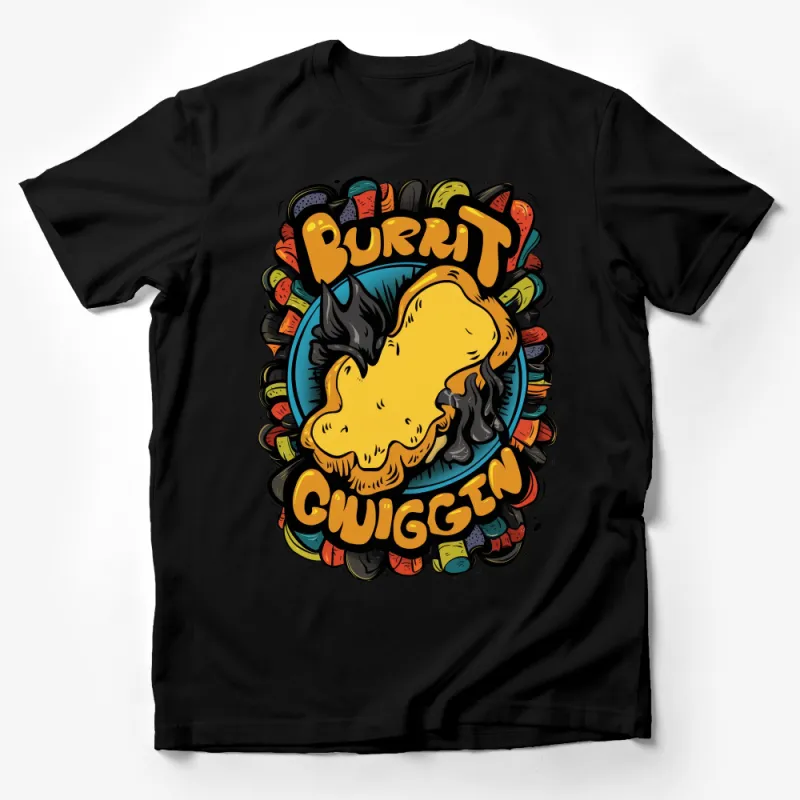 Quirky Horse Burrito Chomping Fun Graphic Tee - Unique T-Shirt for Mexican Food Lovers Male T-Shirt