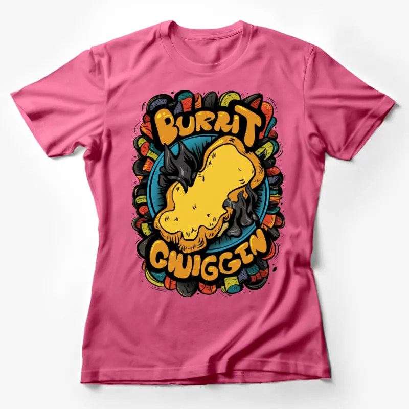 Quirky Horse Burrito Chomping Fun Graphic Tee - Unique T-Shirt for Mexican Food Lovers Female T-Shirt