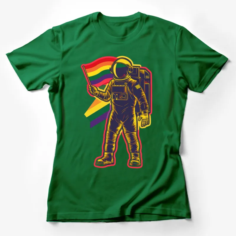 Astronaut with Pride Flag Colorful Spacewalk Graphic T-Shirt, Unisex Tee Female T-Shirt