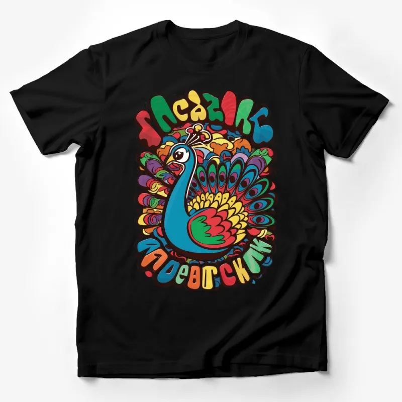 Vibrant Peacock T-Shirt, Colorful Bird Art Tee, Unisex Graphic Shirt, Boho Style Clothing, Nature Inspired Top, Casual Wear Male T-Shirt