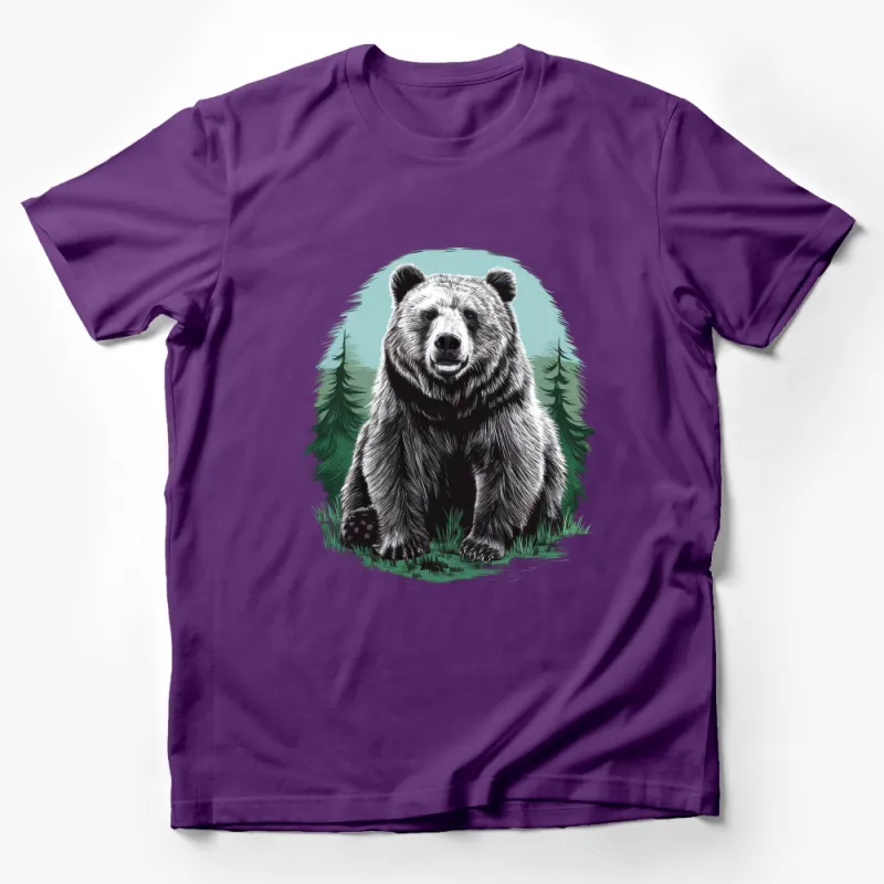 Unisex Bear T-Shirt, Forest Nature Wildlife Animal Lover Tee, Outdoor Adventure Camping Shirt, Graphic Tee for Men and Women Male T-Shirt