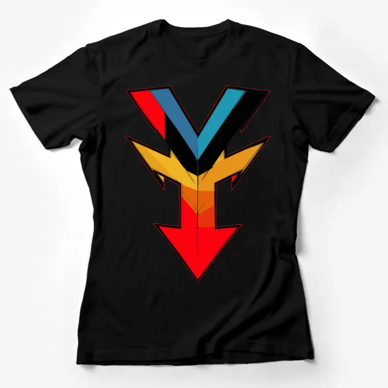 Stylish Geometric Arrow Graphic Tee, Colorful Unisex T-Shirt, Modern Art Design Casual Wear, Bold Statement Fashion Top Female T-Shirt