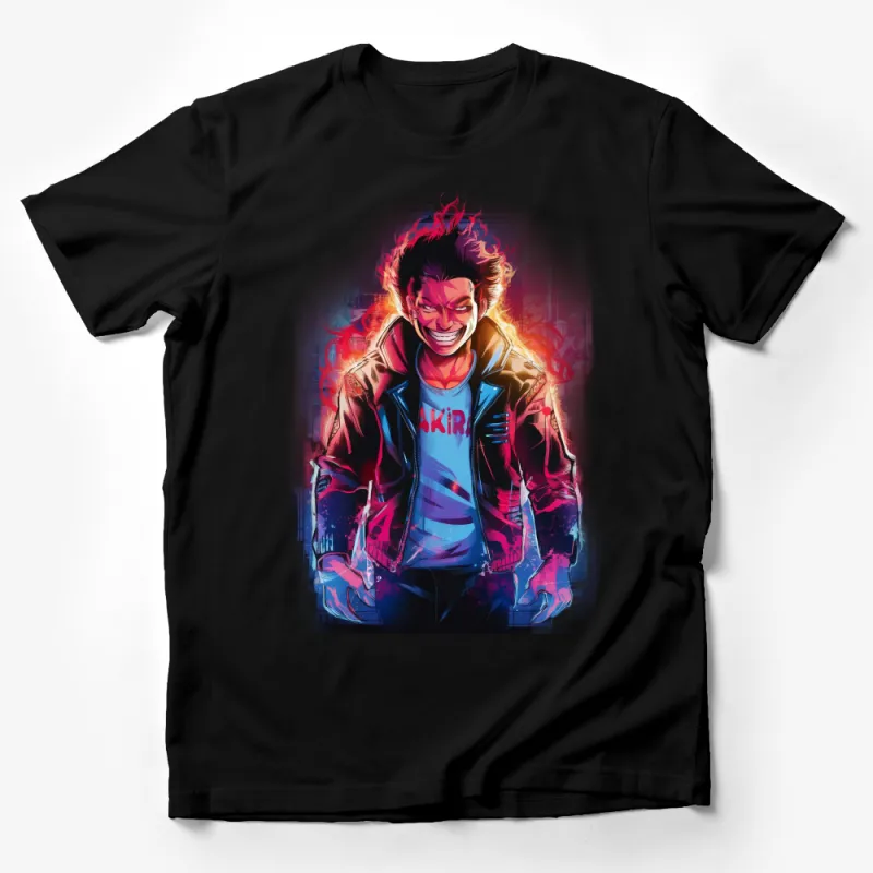 Vibrant Anime Streetwear T-Shirt, Urban Style Graphic Tee, Colorful Anime Character Shirt for Casual Wear Male T-Shirt