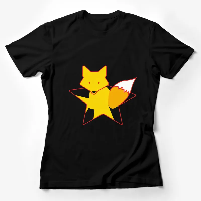 Cute Fox Star Graphic T-Shirt, Unisex Yellow Tee, Animal Lover Gift, Casual Wear, Funny Fox Design, Summer Fashion Top Female T-Shirt