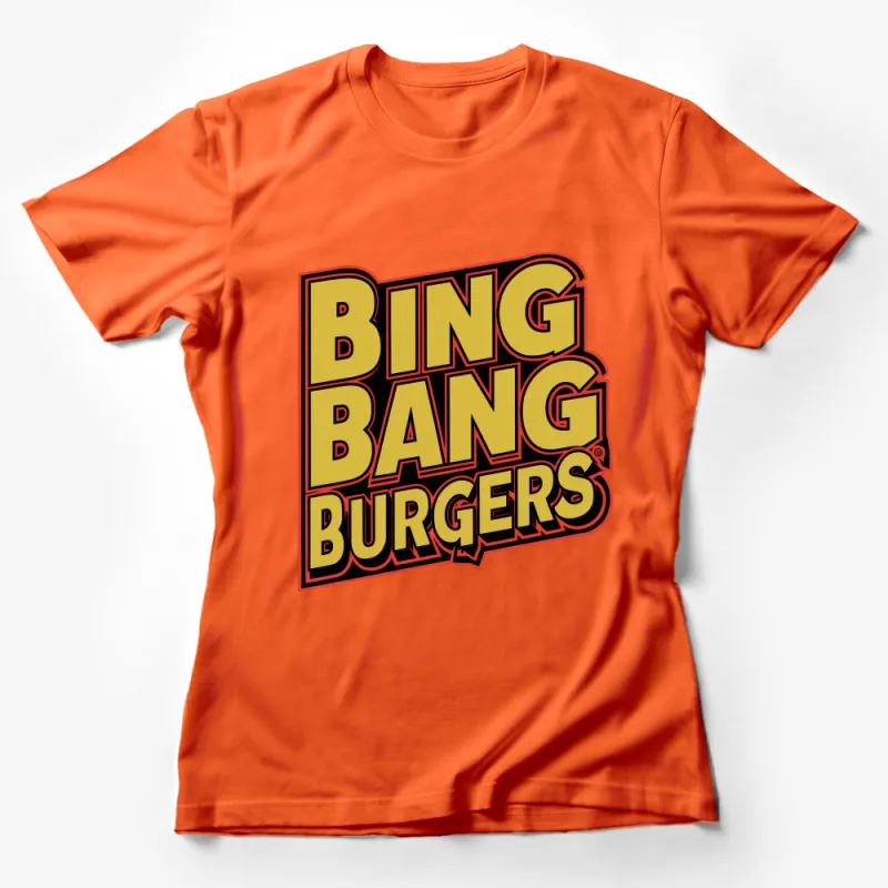 Vintage Style Bing Bang Burgers T-Shirt, Retro Diner Logo Tee, Unisex Food Themed Casual Wear Female T-Shirt