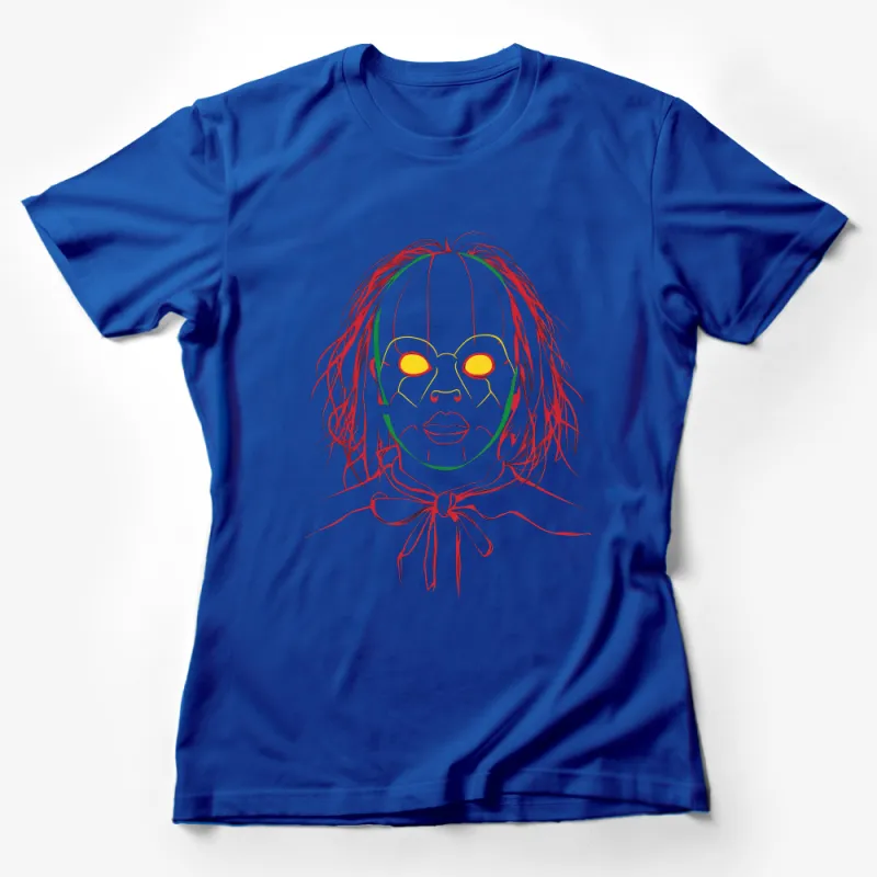 Abstract Human Face Line Art T-Shirt, Colorful Minimalist Sketch Unisex Tee Female T-Shirt