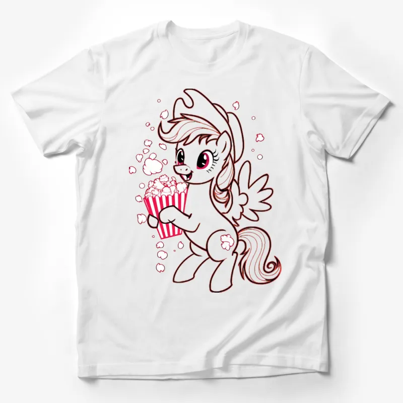 Cute Cartoon Unicorn with Popcorn Kids T-Shirt | Adorable Magical Creature Graphic Tee Male T-Shirt