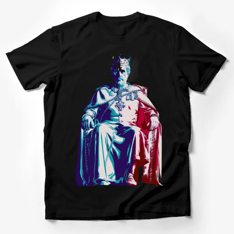 King Graphic T-Shirt, Cool Monarch Illustration Tee, Unique Royal Art Shirt, Trendy Sovereign Print Top, Hipster Style Clothing Male T-Shirt