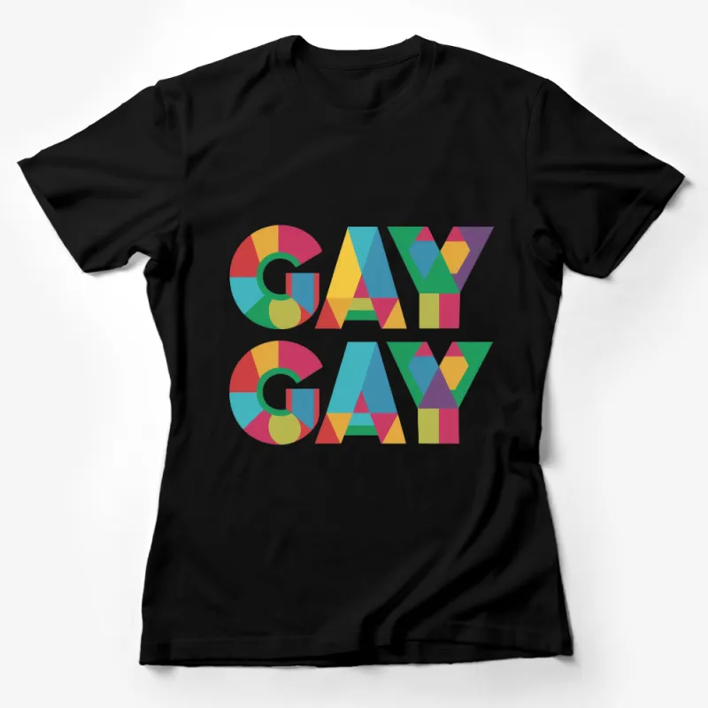 Colorful Geometric Rainbow Pride T-Shirt, Bold Graphic Gay Tee, Unisex LGBTQ Support Shirt, Casual Wear Female T-Shirt