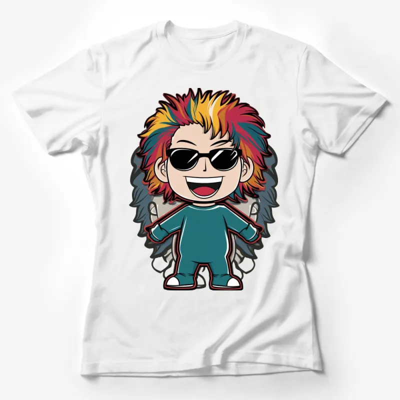 Colorful Anime Angel Character T-Shirt, Vibrant Casual Graphic Tee, Unisex Manga Style Shirt, Cool Urban Streetwear, Unique Top Gift Female T-Shirt