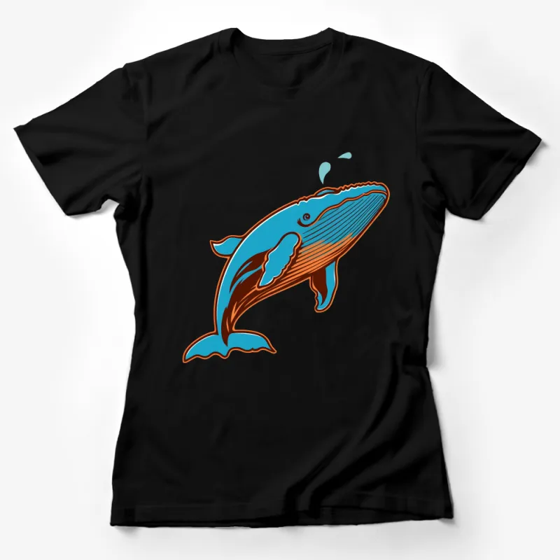 Ocean Enthusiast Teal Whale Illustration Unisex T-Shirt, Aquatic Wildlife Lover Graphic Tee, Nature Inspired Apparel, Casual Cotton Top Female T-Shirt