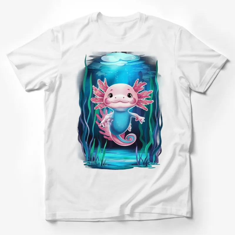 Whimsical Axolotl T-Shirt, Cute Aquatic Animal Graphic Tee, Unisex Adult Clothing, Fun Underwater Creature Shirt, Gift for Nature Lovers Male T-Shirt