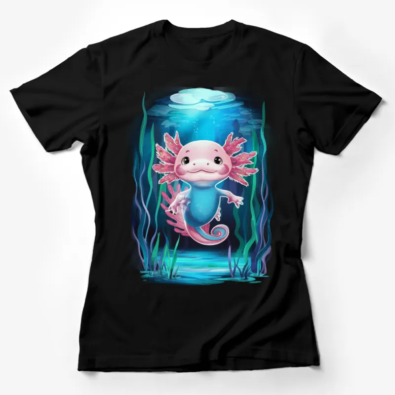 Whimsical Axolotl T-Shirt, Cute Aquatic Animal Graphic Tee, Unisex Adult Clothing, Fun Underwater Creature Shirt, Gift for Nature Lovers Female T-Shirt