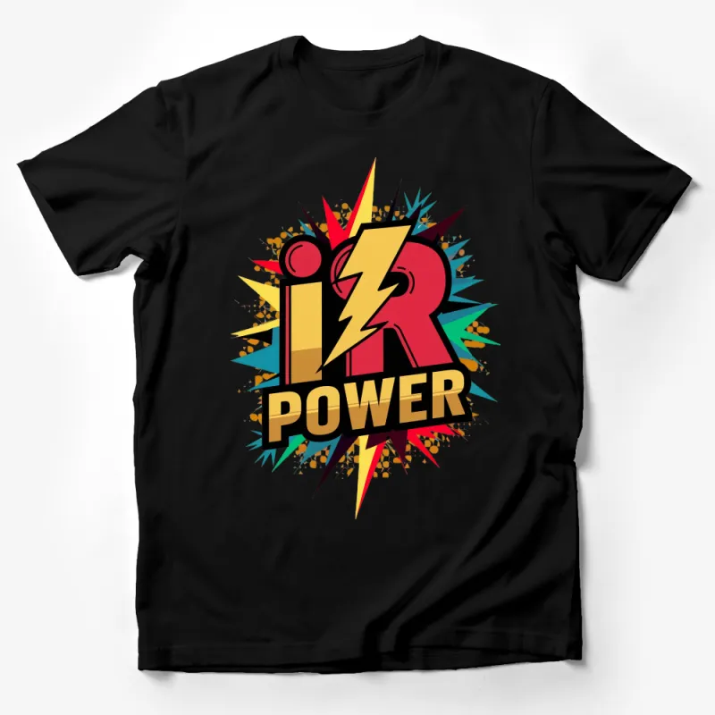 Colorful Power Fist T-Shirt, Bold Graphic Tee, Retro Style Statement Shirt, Unisex Pop Art Top, Unique Electric Design, Urban Apparel Male T-Shirt