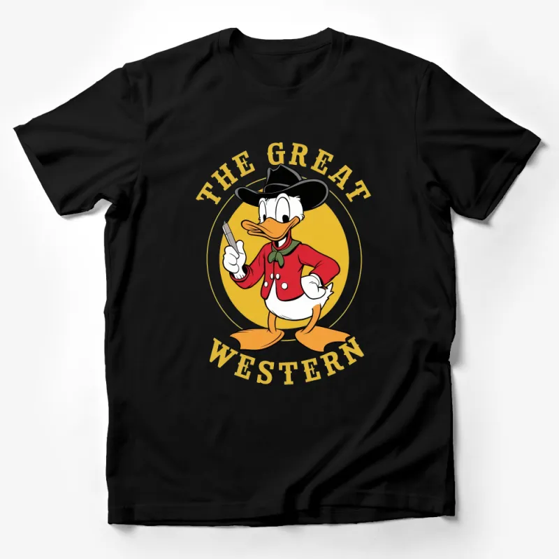 Vintage Cowboy Duck T-Shirt, Classic Cartoon Western Hero Tee, Funny Animal Character Shirt, Unique Gift for Cartoon Lovers Male T-Shirt