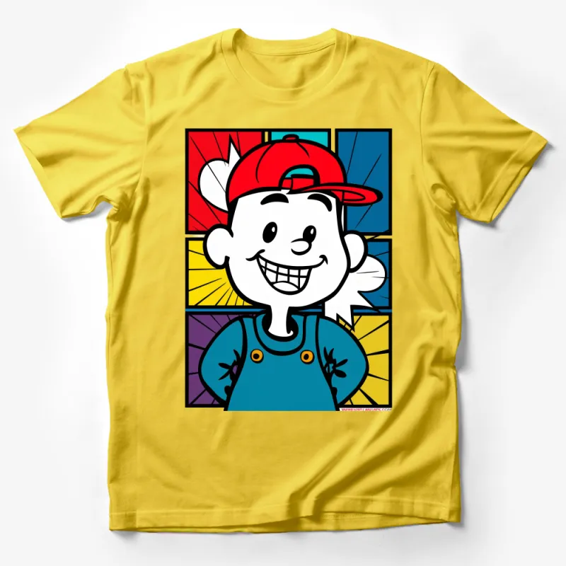 Colorful Cartoon Boy Graphic Tee, Trendy Pop Art Style T-Shirt, Unisex Casual Wear, Hipster Street Fashion Top, Gift Idea Male T-Shirt