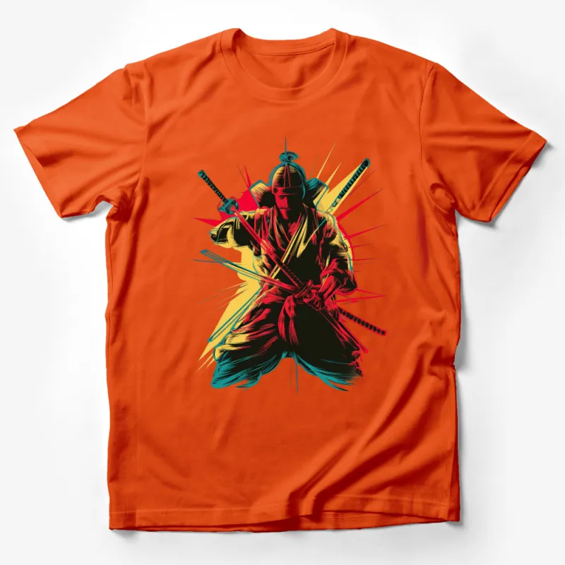 Samurai Warrior T-Shirt, Graphic Tee, Japanese Art Inspired Shirt, Colorful Samurai Swordsmen Apparel, Unisex Clothing Gift Male T-Shirt