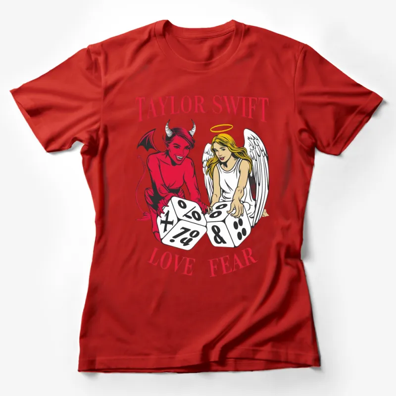 Angel and Demon Unique Graphic Tee, Love and Fear Pop Culture Inspired, Casual Streetwear T-Shirt, Bold Unisex Apparel Female T-Shirt