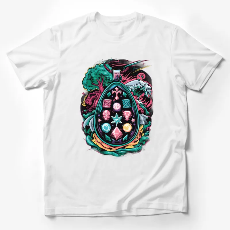 Vibrant Fantasy Egg T-Shirt, Colorful Mystical Gemstones, Unique Artistic Tee, Unisex Graphic Shirt, Gift for Fantasy Lovers Male T-Shirt