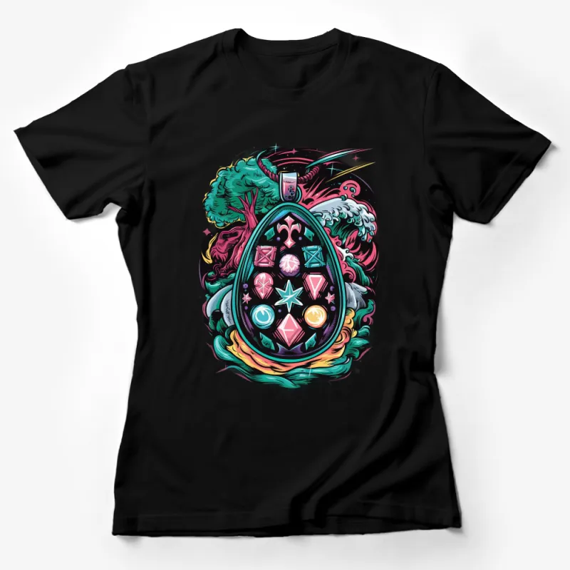 Vibrant Fantasy Egg T-Shirt, Colorful Mystical Gemstones, Unique Artistic Tee, Unisex Graphic Shirt, Gift for Fantasy Lovers Female T-Shirt