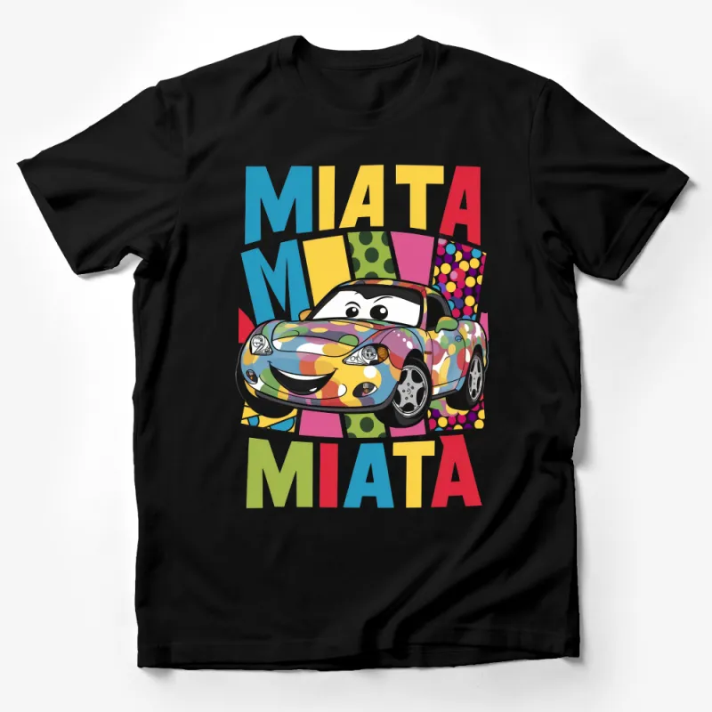 Colorful Miata Sports Car Graphic Tee, Unisex T-Shirt for Car Enthusiasts, Casual Wear Male T-Shirt