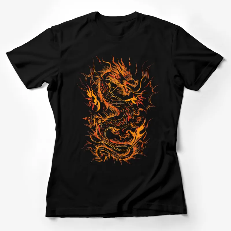 Fiery Orange Dragon Graphic Tee, Unisex T-Shirt with Mythical Creature Design, Fantasy Lover Gift Female T-Shirt