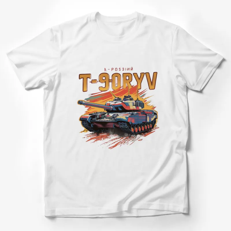 Russian T-90 Tank T-shirt, Military Vehicle Tee, Patriotic Warfare Apparel, Combat Machine Graphic Shirt, Gift for Veterans Male T-Shirt