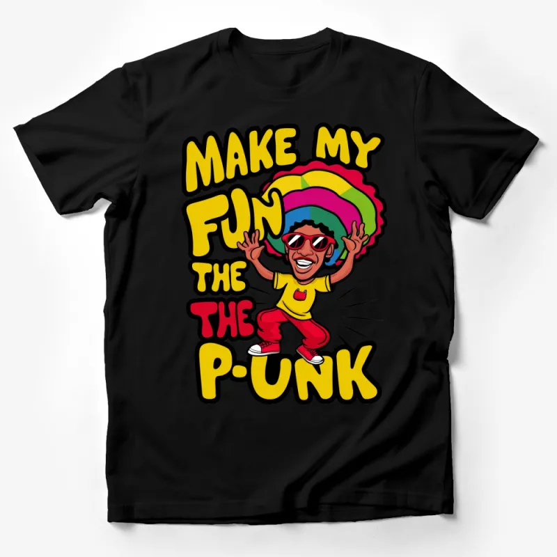 Funky Rainbow Afro T-Shirt, Retro Style Fun P-Funk Tee, Unisex Graphic T-Shirt for Music Lovers Male T-Shirt