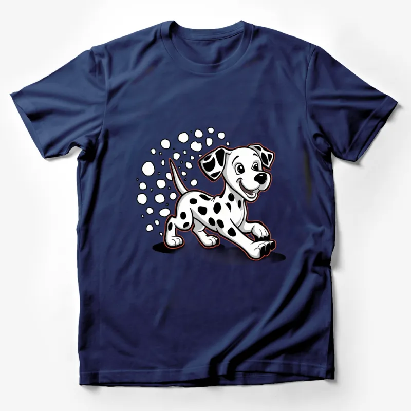 Playful Dalmatian Puppy T-Shirt, Cute Dog Lover Tee, Unisex Graphic Shirt, Animal Cartoon Design, Casual Canine Apparel Male T-Shirt