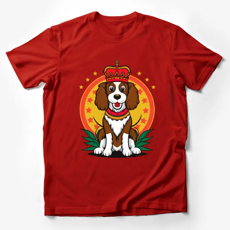 King Dog T-Shirt, Cute Royal Puppy Graphic Tee, Cartoon Crown Dog Lover Gift, Unisex Animal Print Shirt, Pet Owner Clothing Male T-Shirt