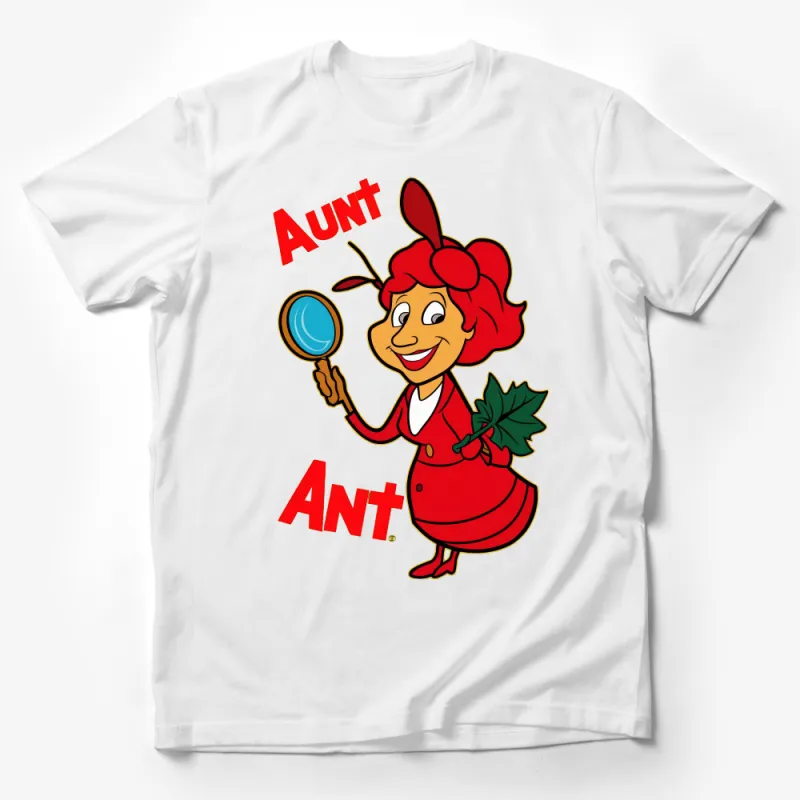 Aunt Ant Cartoon Character T-Shirt, Funny Play on Words Tee, Family Reunion Gift, Red Insect Graphic Shirt for Aunts Male T-Shirt