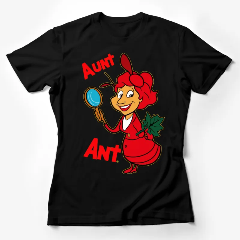 Aunt Ant Cartoon Character T-Shirt, Funny Play on Words Tee, Family Reunion Gift, Red Insect Graphic Shirt for Aunts Female T-Shirt