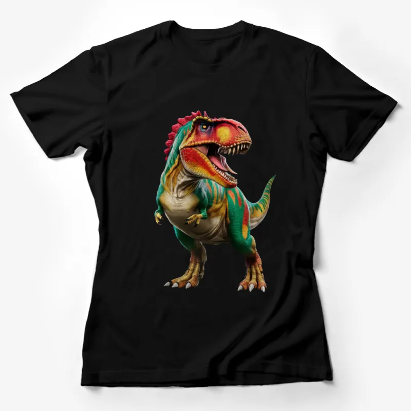 Colorful Dinosaur Graphic Tee, Unisex T-Rex Shirt, Prehistoric Animal Lover Gift, Vibrant Jurassic Park Style T-Shirt Female T-Shirt