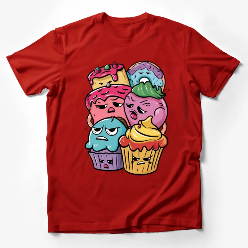 Cute Grumpy Cupcakes T-Shirt, Funny Baking Tee, Graphic Colorful Dessert Shirt, Cake Lover Gift, Unisex Adult Clothing Male T-Shirt