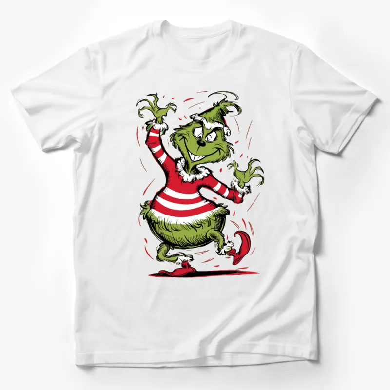 Funny Cartoon Character Red and White Striped T-Shirt, Whimsical Creature Apparel, Unisex Tee for All Ages, Unique Graphic Design Shirt Male T-Shirt