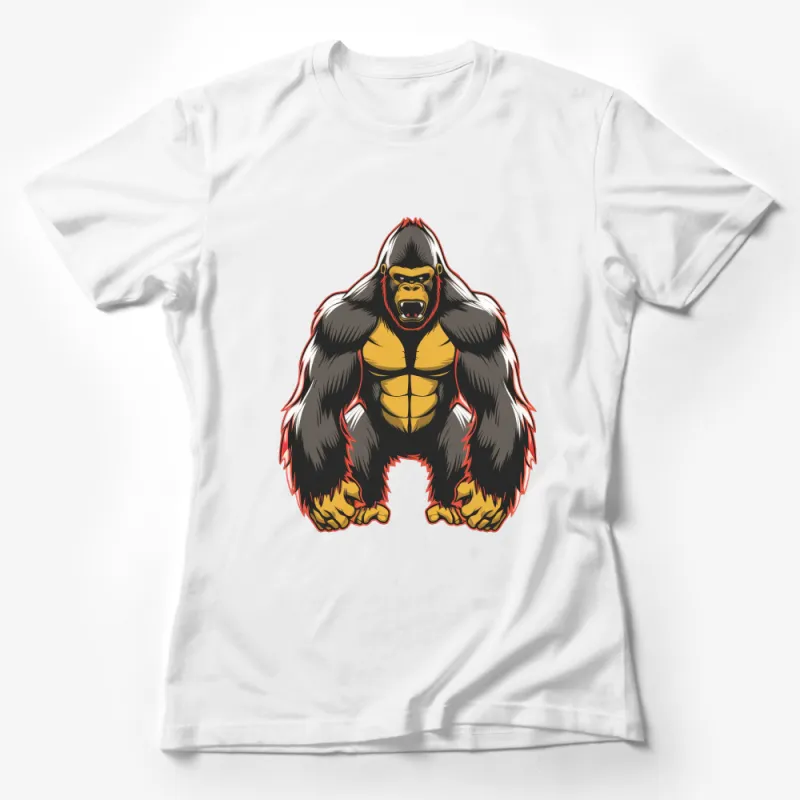 Angry Gorilla Graphic T-Shirt, Men's Animal Print Shirt, Urban Streetwear, Bold Ape Illustration, Casual Comfort Fit Tee Female T-Shirt