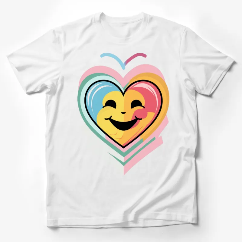 Colorful Heart Smile Graphic Tee, Unisex T-Shirt, Trendy Love and Happiness Shirt, Casual Streetwear, Gift for Friend Male T-Shirt