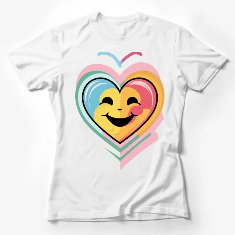 Colorful Heart Smile Graphic Tee, Unisex T-Shirt, Trendy Love and Happiness Shirt, Casual Streetwear, Gift for Friend Female T-Shirt