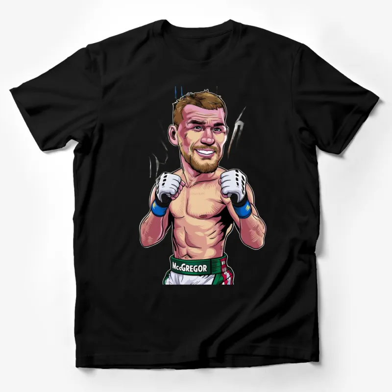 Cartoon Fighter Graphic Tee, MMA Inspired T-Shirt, Martial Arts Casual Wear, Unisex Adult Clothing Male T-Shirt