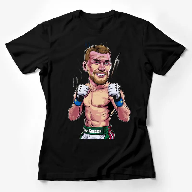 Cartoon Fighter Graphic Tee, MMA Inspired T-Shirt, Martial Arts Casual Wear, Unisex Adult Clothing Female T-Shirt