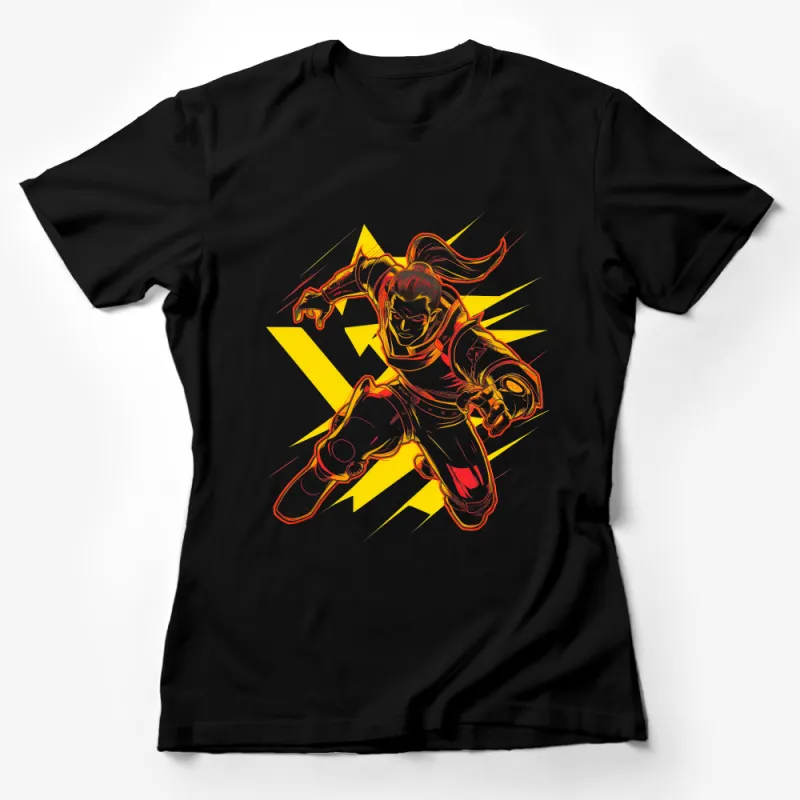 Action-Packed Superhero T-Shirt, Dynamic Comic Character Tee, Vibrant Unisex Top, Casual Wear Design Female T-Shirt