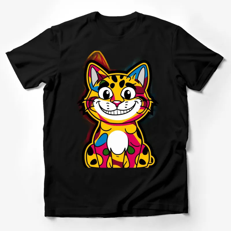 Colorful Cartoon Jungle Cat Graphic Tee for Kids and Adults Male T-Shirt