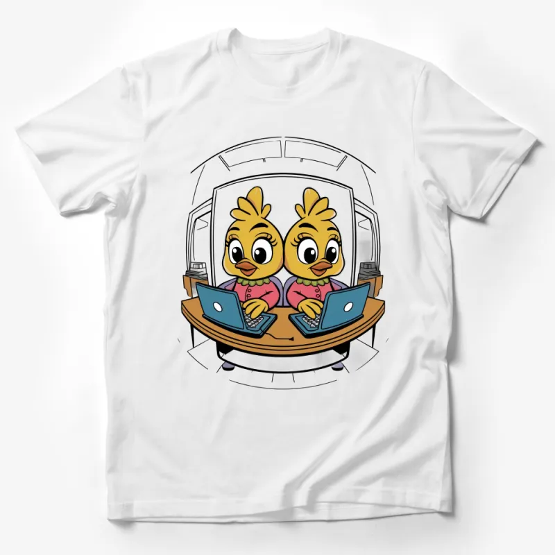 Cartoon Duck Graphic Tee, Cute Bird in Glasses, Unisex T-shirt, Casual Wear for Animal Lovers, Soft Cotton, Printed Male T-Shirt